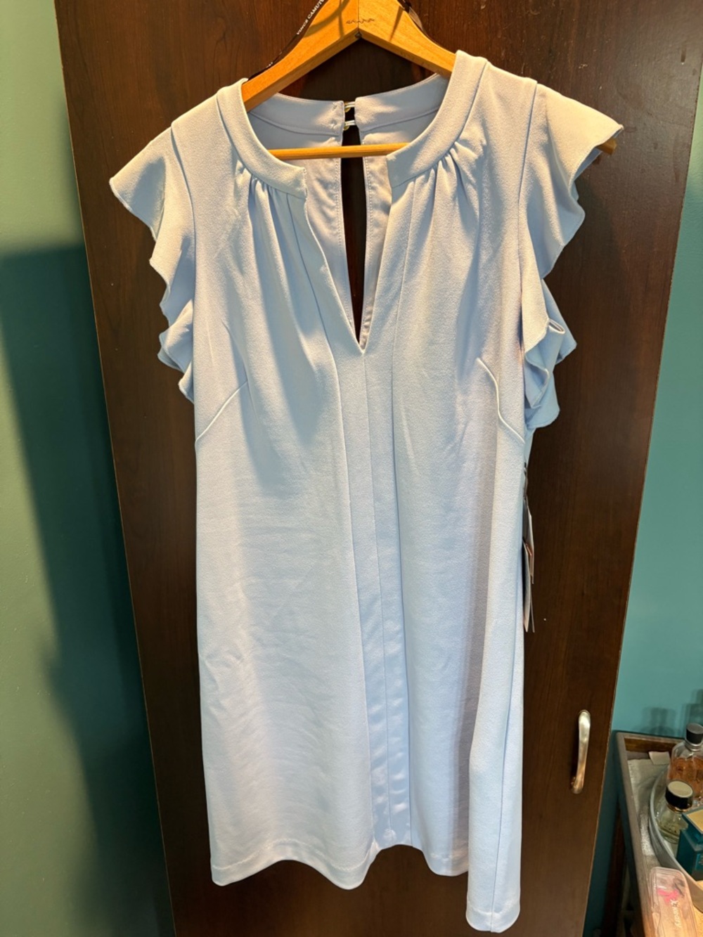 Vince Camuto Light Blue Shift Dress with Keyhole Neck
